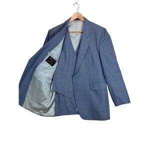 Johnny‎ Carson Mens Blue 2 Piece Suit Blazer and Vest Set Vintage EUC 40R